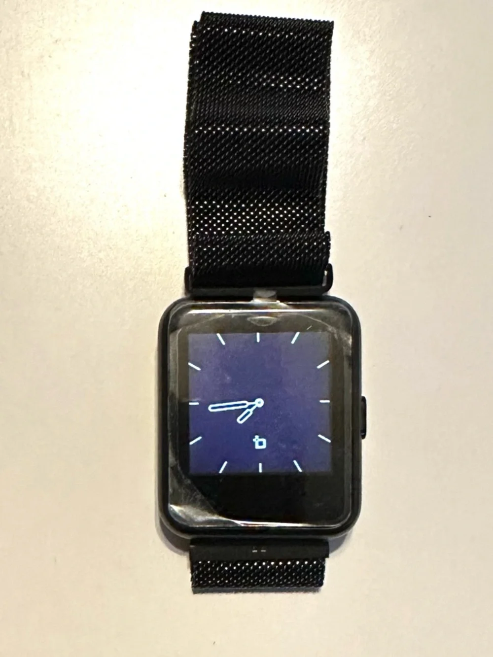 Black Smart Fitness Watch Metal Mesh Magnetic Band Emerge S3 Android & IPhone